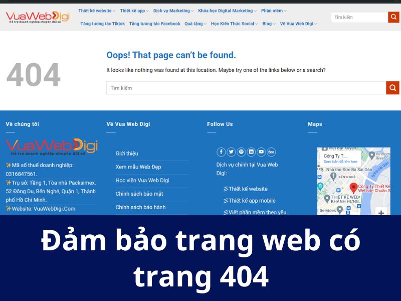 Đảm bảo trang web có trang 404